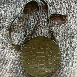 Madewell Olive Croc Embossed Leather Circle Crossbody
